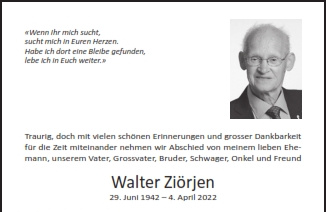 Nachruf Walter Zirjen